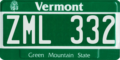VT license plate ZML332
