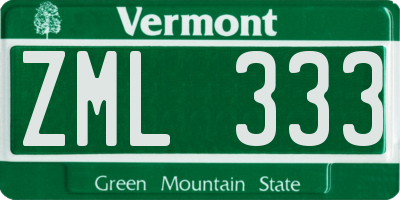 VT license plate ZML333