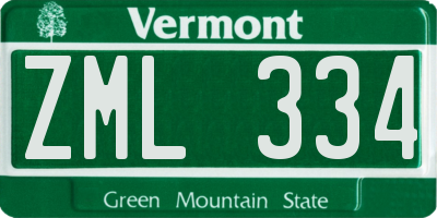 VT license plate ZML334