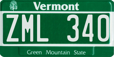 VT license plate ZML340