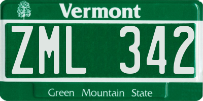 VT license plate ZML342
