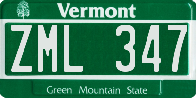 VT license plate ZML347