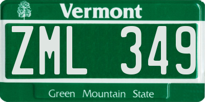 VT license plate ZML349