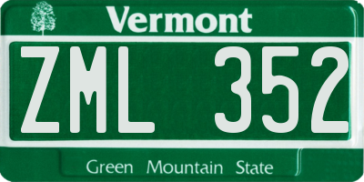 VT license plate ZML352