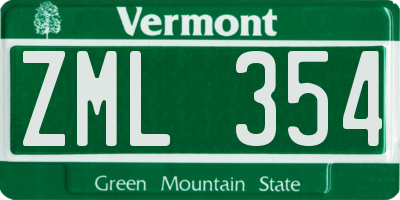 VT license plate ZML354