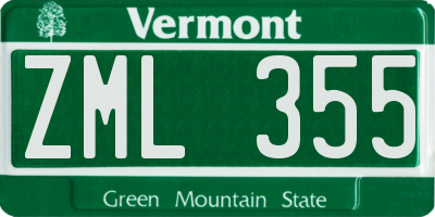 VT license plate ZML355