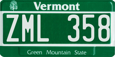 VT license plate ZML358