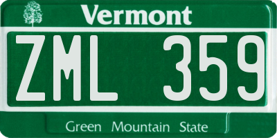 VT license plate ZML359