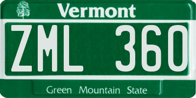 VT license plate ZML360