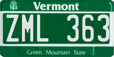 VT license plate ZML363