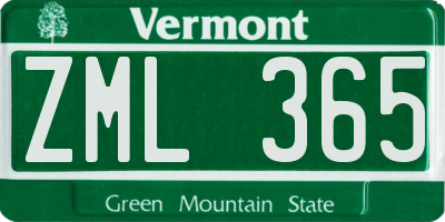 VT license plate ZML365