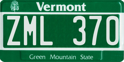 VT license plate ZML370