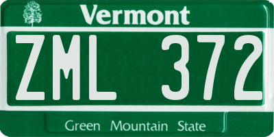 VT license plate ZML372