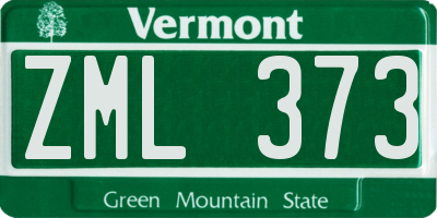 VT license plate ZML373