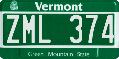 VT license plate ZML374