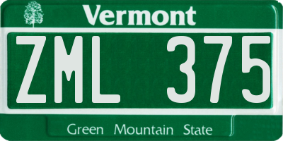VT license plate ZML375