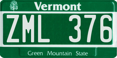 VT license plate ZML376