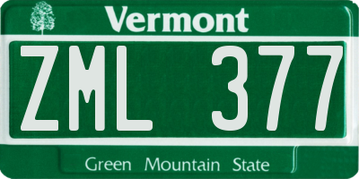 VT license plate ZML377