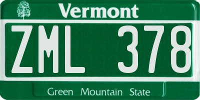 VT license plate ZML378