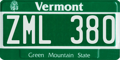 VT license plate ZML380