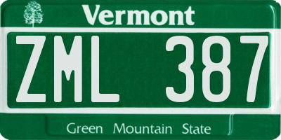 VT license plate ZML387