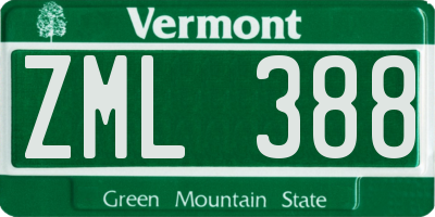 VT license plate ZML388
