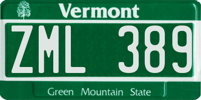 VT license plate ZML389
