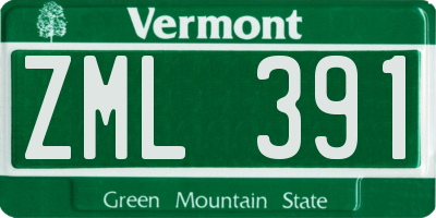 VT license plate ZML391