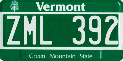 VT license plate ZML392