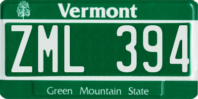 VT license plate ZML394