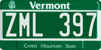 VT license plate ZML397