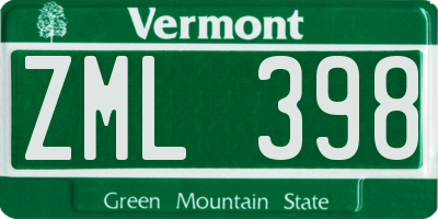 VT license plate ZML398