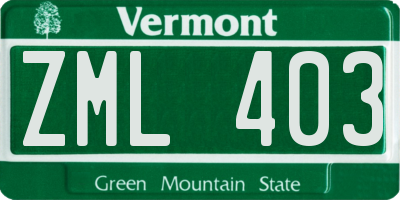 VT license plate ZML403