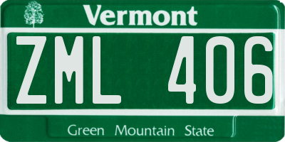 VT license plate ZML406