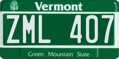 VT license plate ZML407