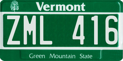 VT license plate ZML416