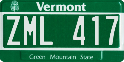 VT license plate ZML417