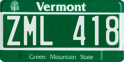 VT license plate ZML418