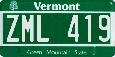 VT license plate ZML419