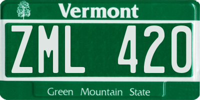 VT license plate ZML420