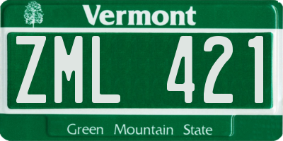 VT license plate ZML421