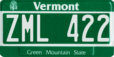 VT license plate ZML422