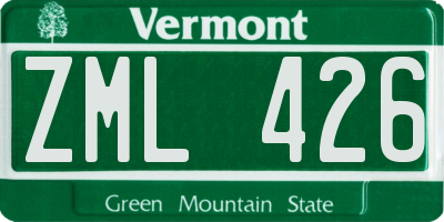 VT license plate ZML426