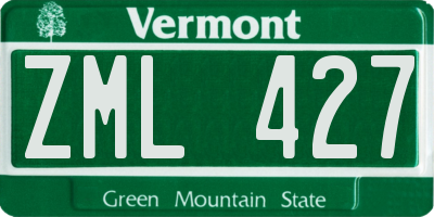 VT license plate ZML427
