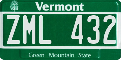 VT license plate ZML432