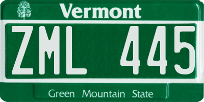 VT license plate ZML445