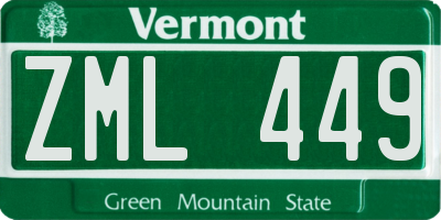 VT license plate ZML449