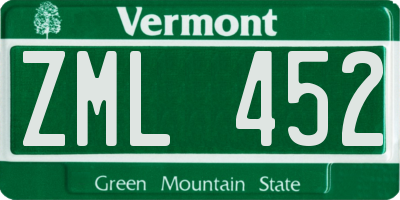 VT license plate ZML452