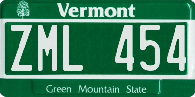 VT license plate ZML454
