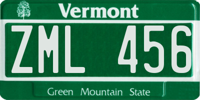 VT license plate ZML456